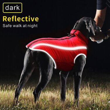 Водонепроникний зимовий теплий одяг для собак, вітрозахисний одяг для домашніх тварин, теплий одяг для собак, флісова куртка, комплект одягу для маленьких, середніх та великих собак, жилет з отвором для шлейки XL-6XL (Червоний, XL)