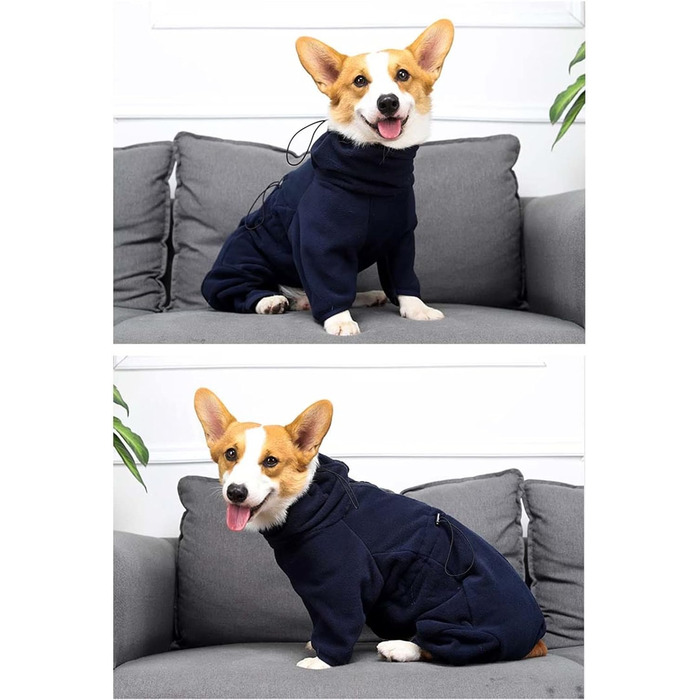 Теплий комбінезон для собак з флісу, з капюшоном, для коргі та інших порід, зелений, XS