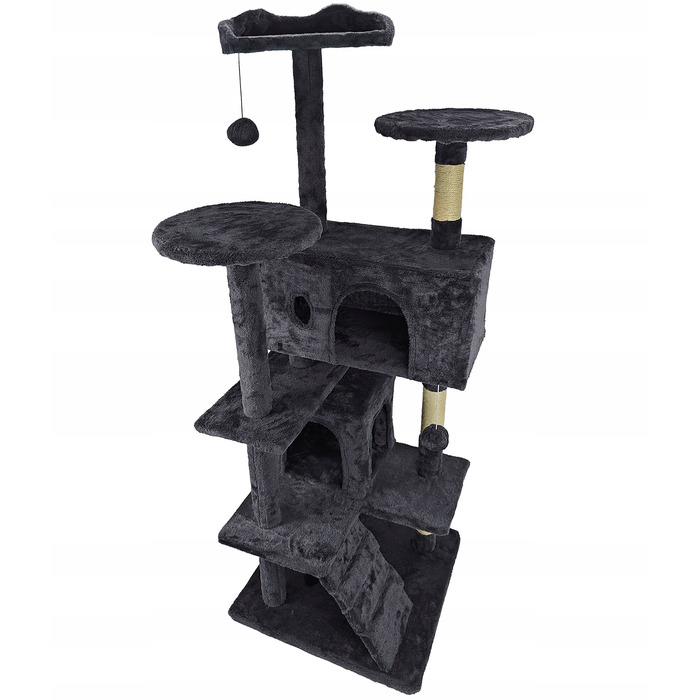 Високий кігтеточка для котів Mersjo, чорна, 138 см, сизаль