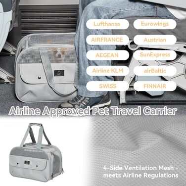 Транспортний бокс для котів та собак, сірий. Підходить для авіаперельотів та авто. Легкий, з безпечними пряжками та сіткою. Також використовується як сумка для зберігання.