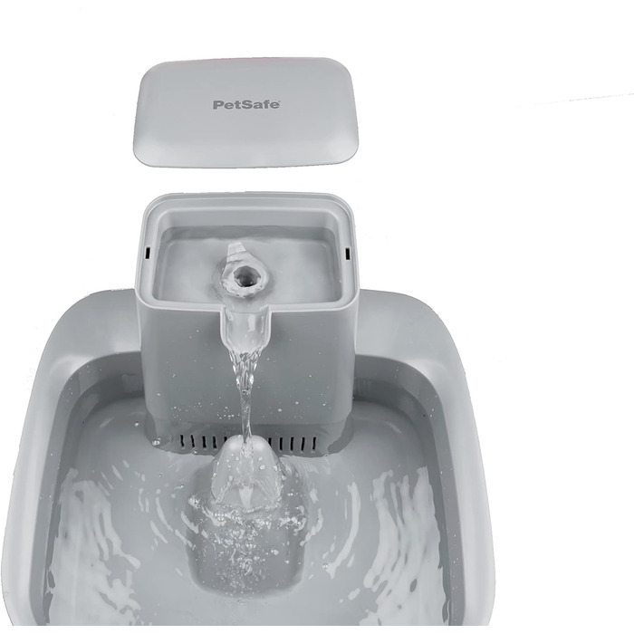 Автоматичний поїльник PetSafe Drinkwell 7,5 л для собак і котів, подвійна фільтрація, BPA-вільний пластик, сірий