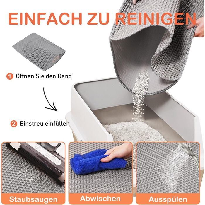 Килимок під лоток для котів Citylife Groß, 120x70 см, двошаровий, вологостійкий, з антиковзаючим покриттям, стільовий дизайн, легке прибирання, сірий колір