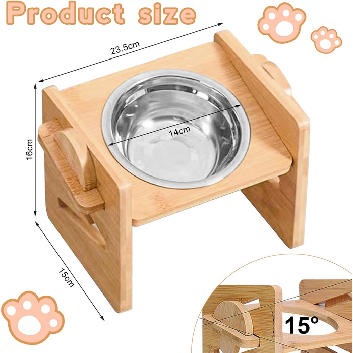 Підвищений годівниця для собак, годівниця для собак на підставці, регульована висота, миски з нержавіючої сталі, 4 рівні, для собак та котів