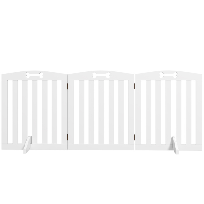 PawHut Barrier Dog 3 частини, 155 x 61 см складні ворота з 2 опорними ніжками, окремо стоячі ворота для собак, сходові ворота для середніх собак, для передпокою, сходи, білий | Аосом