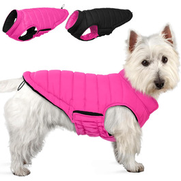 Водонепроникна куртка для собак Lelepet, тепла зимова куртка для маленьких собак, двостороння вітрозахисна куртка з застібкою-липучкою, рожева, розмір S