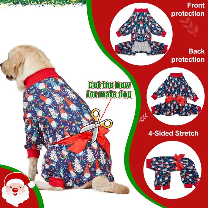 Піжама для собак LovinPet на Новий Рік, костюм гнома, теплий пуловер, великий розмір, одяг для пітбулів, костюм для собак X-Large