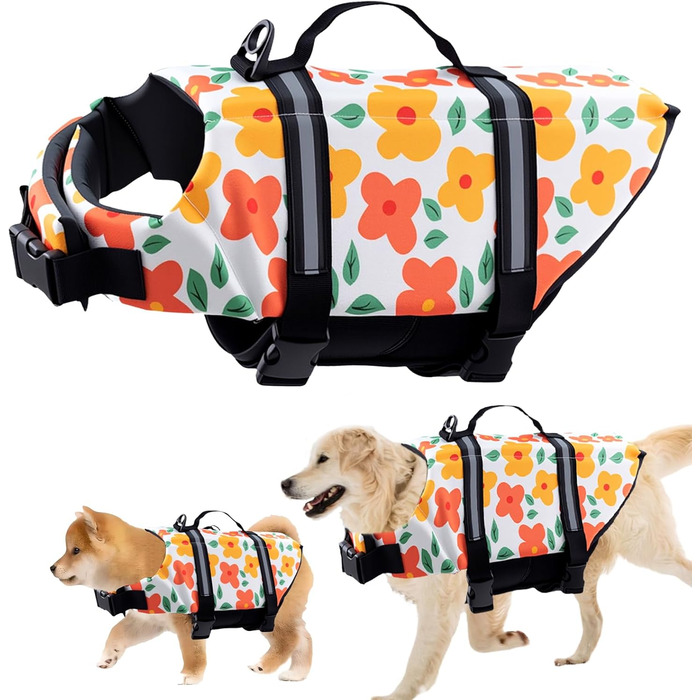 Рятувальний жилет для собак Schwiweste FainFun XL з квітами, Ripstop, регульований розмір, для собак великих і малих порід