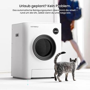 AstroPet Автоматичний лоток для котів з самоочищенням та керуванням через додаток, 68л, білий