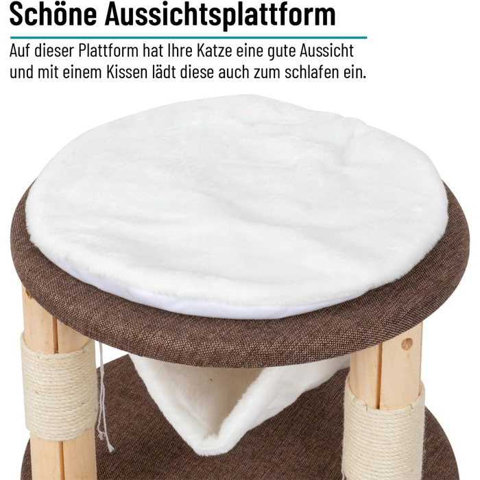 Котячий будиночок VOSS.PET Milo 70см - преміум когтеточка з платформою, гамаком та печерею