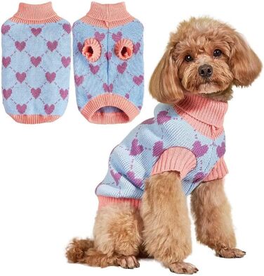 Пуловер для собак, теплий зимовий светр з візерунком, для цуценят та котів (L, Синій) L Синій
