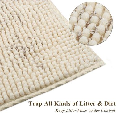 Килимок для котячого туалету VIVAGLORY, 80x50 см, бежевий. Захист від розсипання котячого туалету, машинне прання, неслизька та водонепроникна основа.