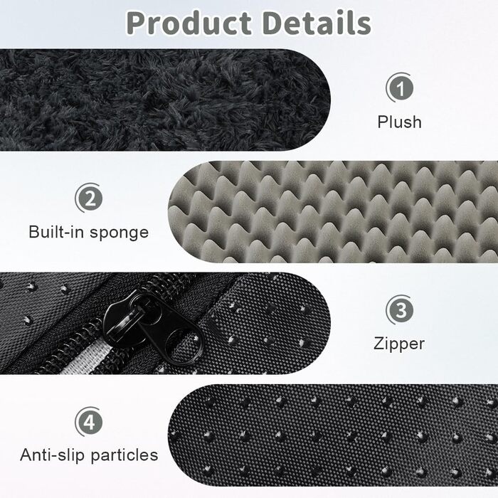 М'яке ліжко для собак та котів Aomig: квадратне, плюшеве, 75x50x8 см, сірий колір