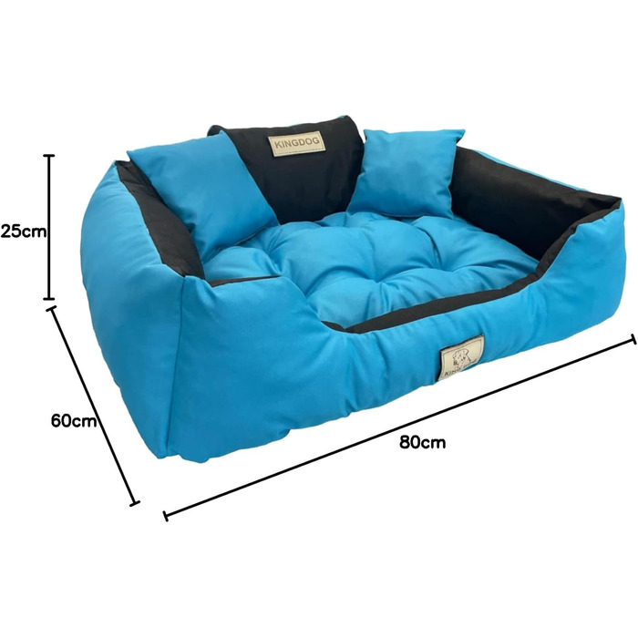 Ліжко для собак та котів KingDog з двома подушками, корзина для собак, ліжко для домашніх тварин, миється, водонепроникний PVC (XXL 130 x 105 см, блакитний)