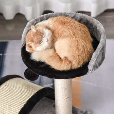 Кігтеточка для котів PawHut - кігтеточка-дерево з іграшками, чорна, 35,5 x 37 x 46 см