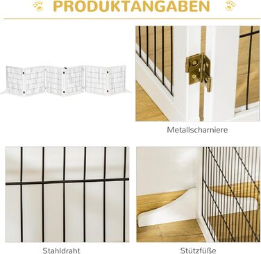 Захисний бар'єр для собак PawHut - регульований, 432 x 70 см, 6 панелей, білий