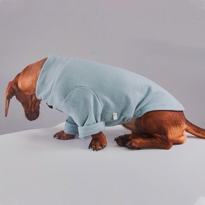 Комбінезон для собак - теплий вишиваний, бавовна, синій, L - для дрібних та середніх порід