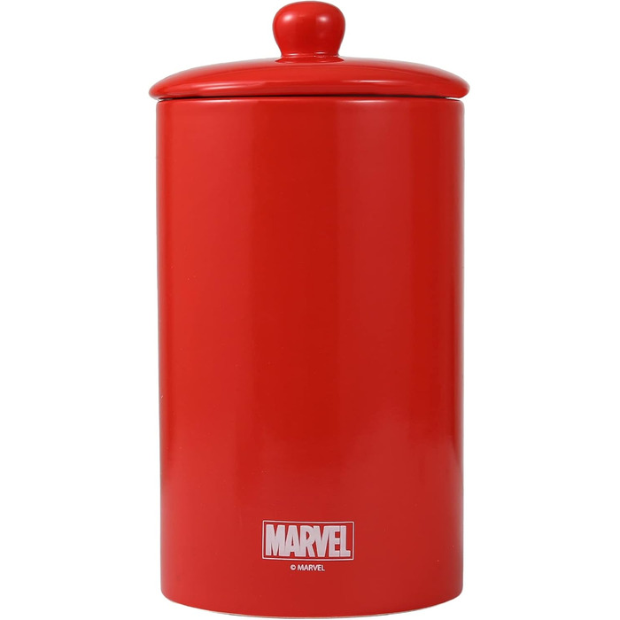 Керамічна банка для собачих ласощів Marvel Spiderman, червона, з кришкою, 10x5 см, для зберігання корму, можна мити в посудомийці