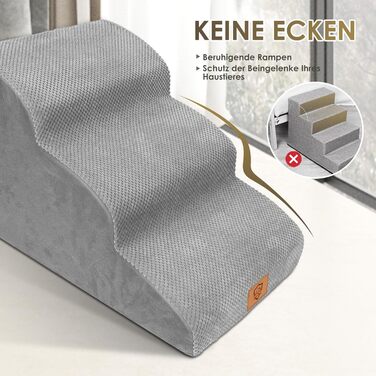 Сходинки для собак маленьких порід, 3 сходинки, водонепроникні, з високощільним губчастим матеріалом, знімні, для доступу до ліжка/софи, сірі.