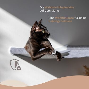 Кігтеточка-гамак для котів AZANO® XL з металу | Дизайнерська стіна для лазіння котів | Гамак для котів на стіну | великий та стабільний (Сірий) AZANO-Сірий