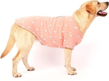 Теплий зимовий пуловер з зірочками для собак середніх та великих порід, м'який фліс, круглий вигин, рожевий колір, розмір 6XL