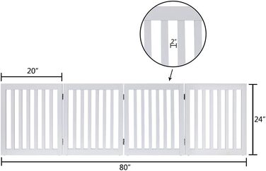 Захисний бар'єр для собак Unipaws - відбійник для сходів без свердління, дерев'яне дитяче ворота, білий (4 елементи, 61 см) 204 x 61 см