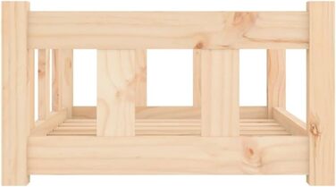 Ліжко для собак біле з масиву сосни - кошик для котів з боковими стінками для великих та середніх собак, білий (65,5x50,5x28 см, коричневий)