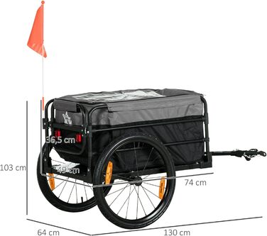 Причіп для велосипеда HOMCOM 2-в-1: вантажний, пасажирський, 20
