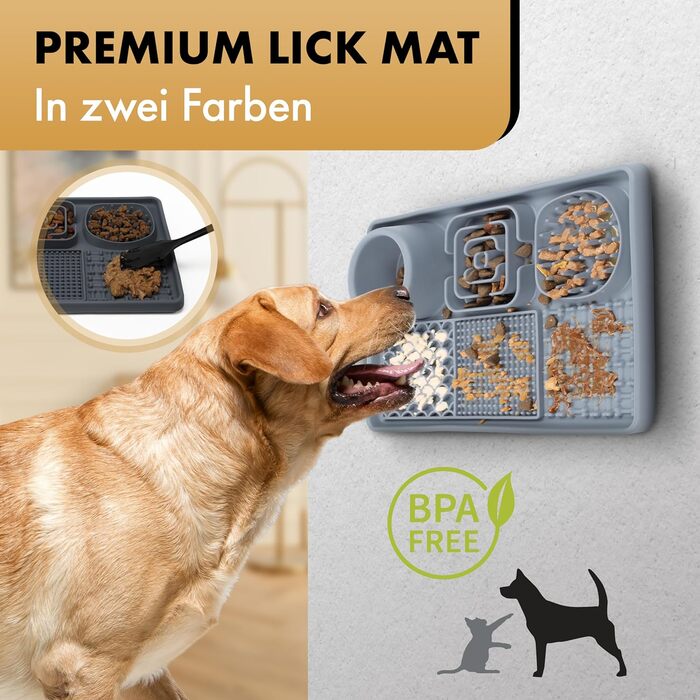 Schleckmatte для котів та собак MyPaws® Premium - інтелектуальна іграшка, Activity Board, сірий/чорний