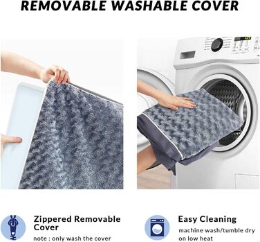 Велике ортопедичне ліжко для собак з піною з пам'яті, миється, коробка для собак, килимок з знімним чохлом та водонепроникним наповнювачем, плюшеве фланелеве покриття з неслизьким дном для великих собак, блакитний, білий, L (36'x24'x3.5')