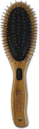 Набір для грумінгу Bamboo Groom Combo Brush I Подвійна щітка для тварин з коротким та середнім хутром I Щітка для собак та котів з закругленими щетинками та щетиною дикого кабана