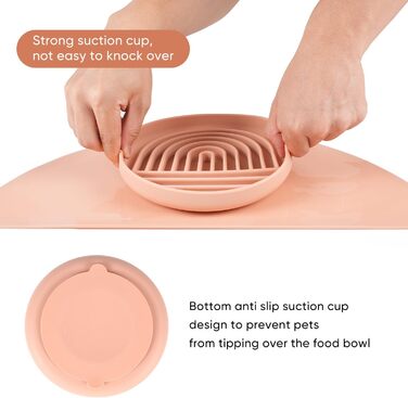 Силіконова миска для собак Slow Food, проти блювоти, не ковзає, рожева
