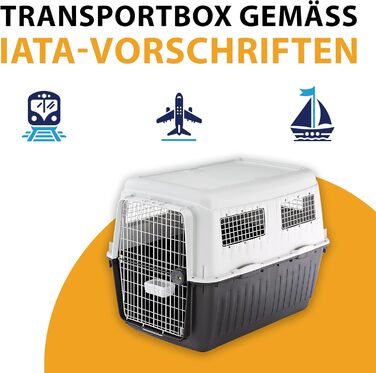 Переноска для собак Ferplast Atlas 60, сіра, 61 x 91 x 68 см, для середніх собак