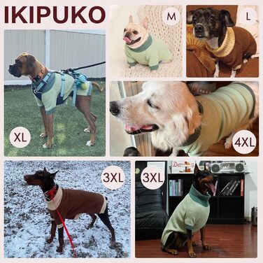 Теплий зимовий пуловер для собак IKIPUKO, XXXXL, темно-синій, з отвором для повідка, святковий новорічний стиль