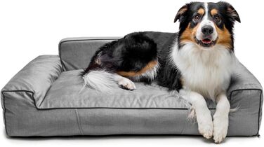 Крісло-ліжко для собак великих, середніх та маленьких порід - Glamour New, сірий колір, розмір L (98 x 66 см), знімний та пральний чохол