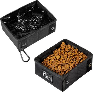 Складаний миска для собак OneTigri 0,9 л | Миска для подорожей, тренувань та активного відпочинку | Багаторазова упаковка