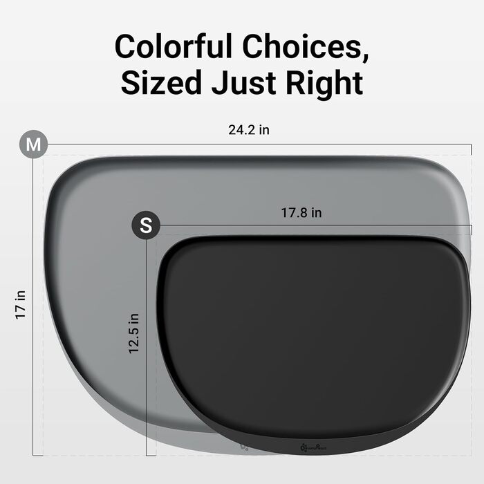 Килимок для годування домашніх тварин DownyPaws: антиковзаючий, вологостійкий, з високим бортиком, 61x43 см, сірий