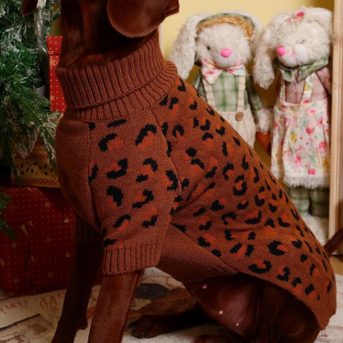 Теплий в'язаний пуловер для собак середніх та великих порід, Khaki. Розміри L (довжина спини 40 см), XL (довжина спини 46 см). Підходить для хаскі, біглів, догів.