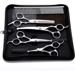 Професійна шерстьостригальна ножиці для собак, нержавіюча сталь, прямі та зігнуті леза, безпечні закруглені кінчики, для грумінгу обличчя, вух, носа та лап