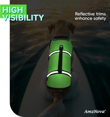 Жилет рятувальний для собак AMZNOVA Rip Stop, M, світло-зелений (53-69 см)