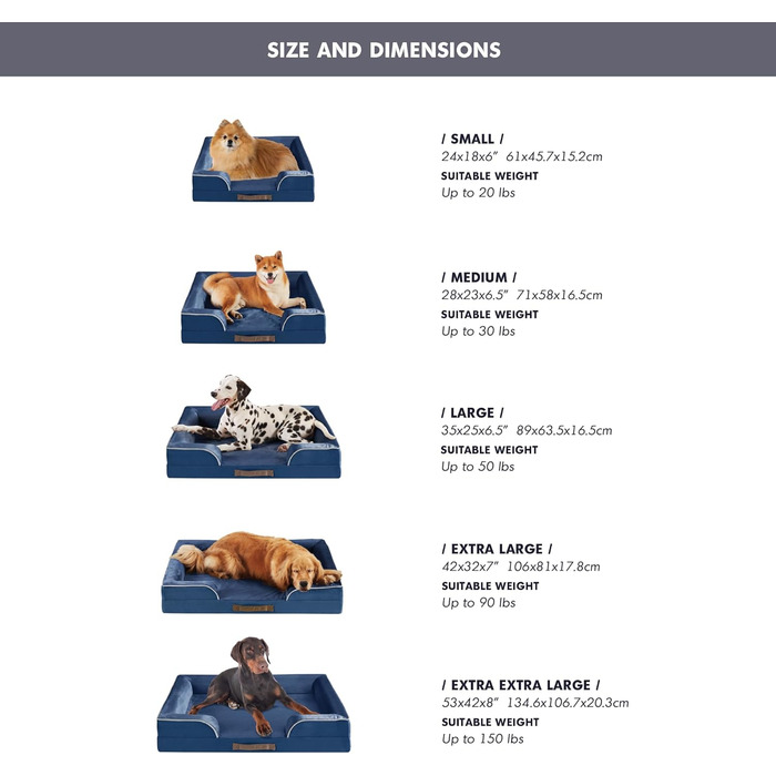 Диван-ліжко для собак великих порід, XXL, ортопедичний, великий, знімний чохол, водовідштовхувальний, антиковзаюча підкладка, Marineblau (темно-синій)