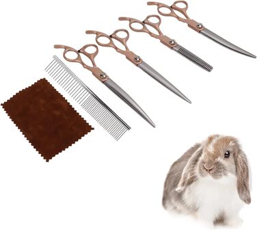 Набір професійних ножиць для грумінгу собак та котів, 17.8 см, зелений (Golden)