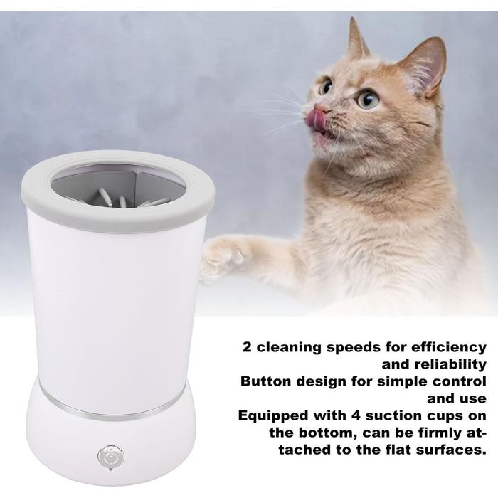 Автоматичний мийник лап для собак Asixxsix, портативний, акумуляторний, з м'якою силіконовою щіткою, для дому та подорожей, білий