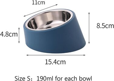 Миска для собак та котів Fuwok, нахилена під кутом 15°, знімний, неслизький, антивитікаючий дизайн, 2 шт. (Червоний, S)