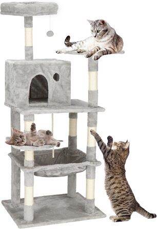 SPRINGOS Дряпка для котів з лежанкою і будиночком, 4 платформи, 145 см