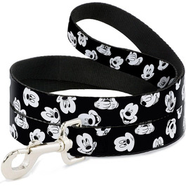 Повідок для собак Buckle-Down Mickey Mouse, 1,8 м, 1,27 см, чорний/білий, з малюнком Міккі Мауса