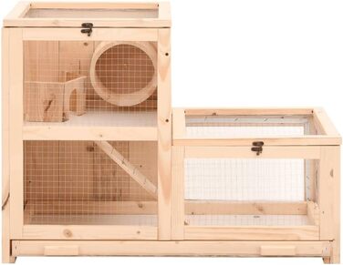 Клітка для хом'яків vidaXL 81x40x60 см, масивна деревина ялиці