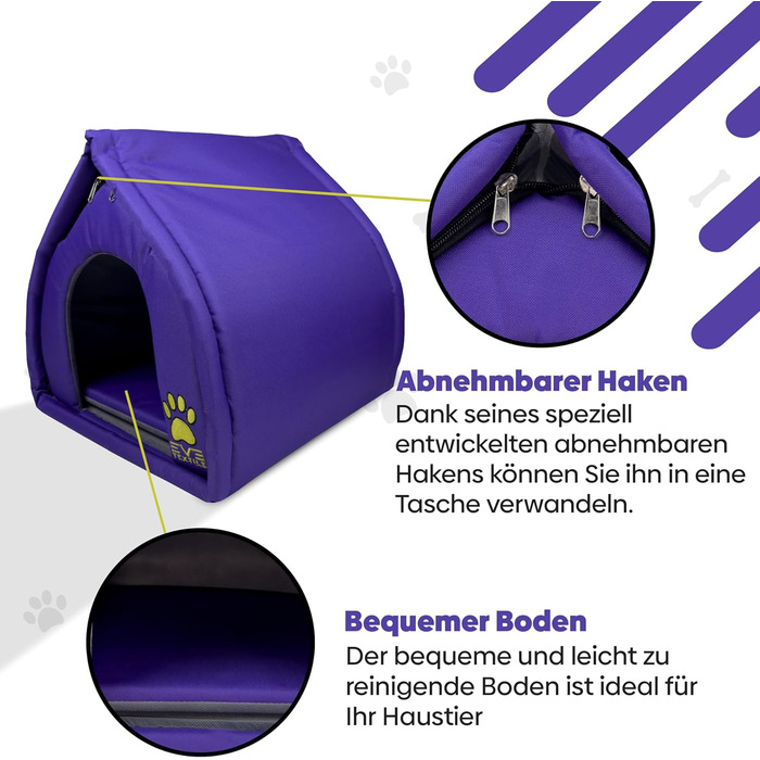 Кішка або собака, Будка EVE Textile Eskimo, 45x45x45 см, Ліла | Будка для тварин, літня, дихаюча, 45x45x45 см