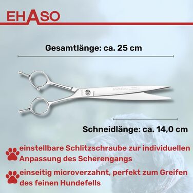 Професійна фреза для собак EHASO 25 см | Пряма фреза Halm | Високоякісні собачі фрези з Золінген