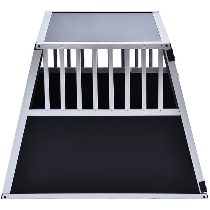 Транспортна переноска для собак Home Deluxe SKITO - M (69x54x50 см) - Алюміній + MDF, Срібно-чорний колір