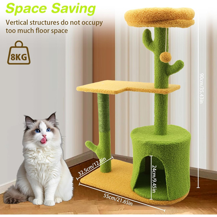 iFCOW Крактауерм: кігтеточка-вежа з платформами та стійкою 80 см для котів середніх порід